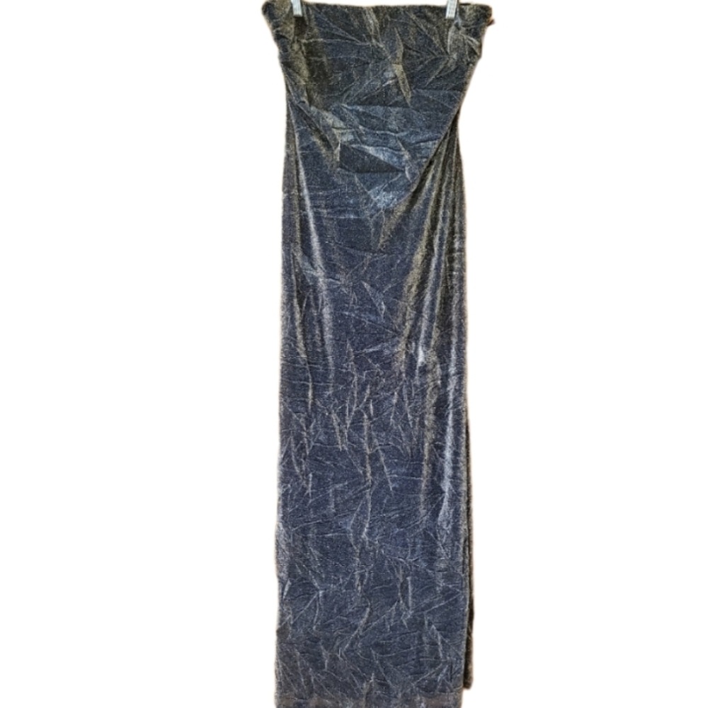 Andrea Polizzi for Rex Lester Silver Metallic Strapless Long Gown Dress Size 12‎
